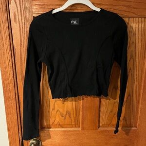 Black Long Sleeve Crop Top